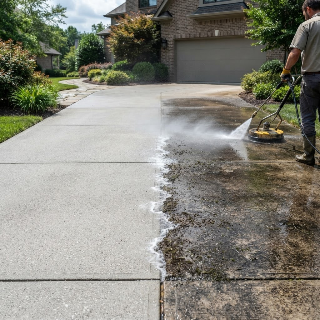 Driveway before and after