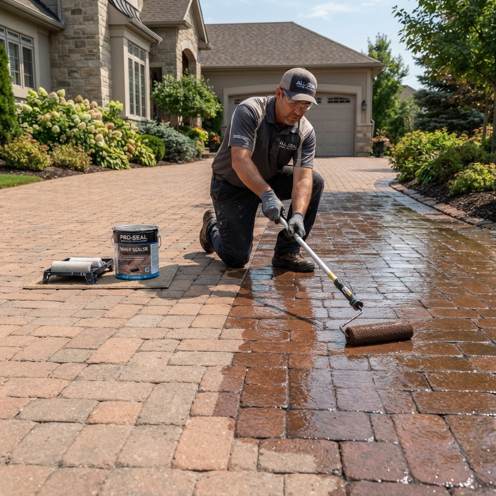 Paver sealing before and after